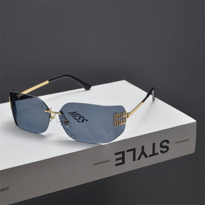 Rimless Gold-Tone Shield Sunglasses